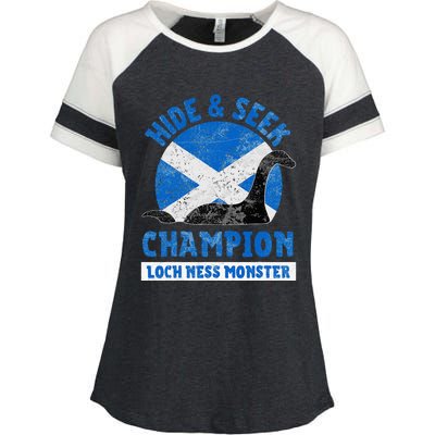 Funny Loch Ness Monster Nessie Hide And Seek Champion Enza Ladies Jersey Colorblock Tee