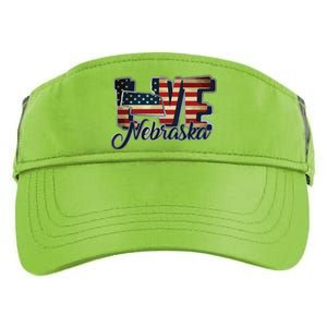 Funny Love Nebraska American Flag Patriotic Adult Drive Performance Visor