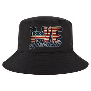 Funny Love Nebraska American Flag Patriotic Cool Comfort Performance Bucket Hat