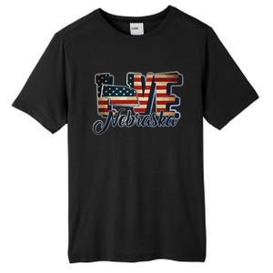 Funny Love Nebraska American Flag Patriotic Tall Fusion ChromaSoft Performance T-Shirt