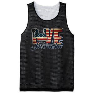 Funny Love Nebraska American Flag Patriotic Mesh Reversible Basketball Jersey Tank