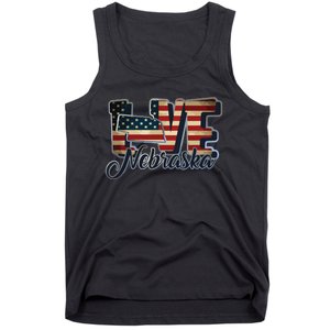 Funny Love Nebraska American Flag Patriotic Tank Top