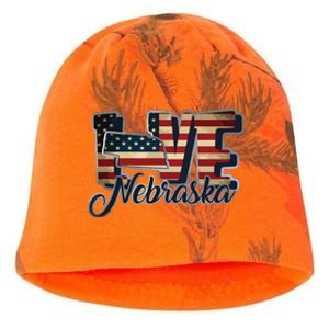 Funny Love Nebraska American Flag Patriotic Kati - Camo Knit Beanie