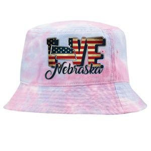 Funny Love Nebraska American Flag Patriotic Tie-Dyed Bucket Hat