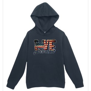 Funny Love Nebraska American Flag Patriotic Urban Pullover Hoodie