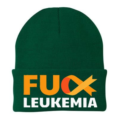 Fuck Leukemia Orange Ribbon Awareness Cancer Survivor Gift Knit Cap Winter Beanie