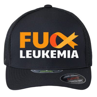 Fuck Leukemia Orange Ribbon Awareness Cancer Survivor Gift Flexfit Unipanel Trucker Cap