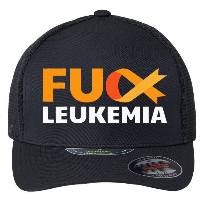 Fuck Leukemia Orange Ribbon Awareness Cancer Survivor Gift Flexfit Unipanel Trucker Cap