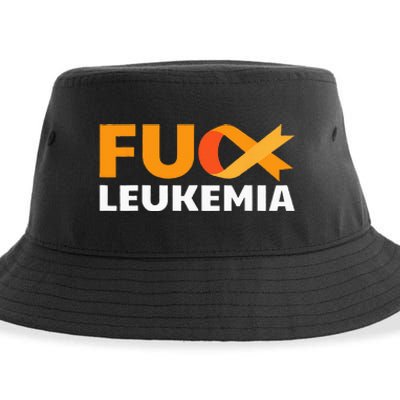 Fuck Leukemia Orange Ribbon Awareness Cancer Survivor Gift Sustainable Bucket Hat