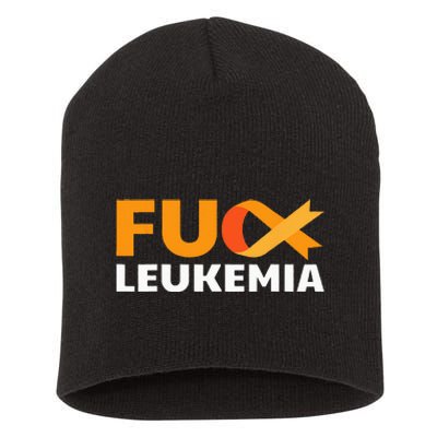 Fuck Leukemia Orange Ribbon Awareness Cancer Survivor Gift Short Acrylic Beanie