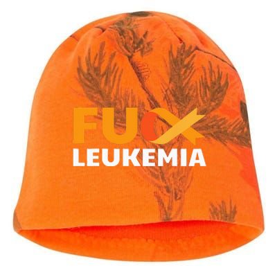 Fuck Leukemia Orange Ribbon Awareness Cancer Survivor Gift Kati - Camo Knit Beanie