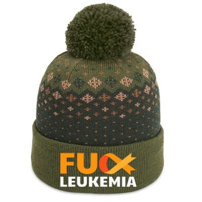 Fuck Leukemia Orange Ribbon Awareness Cancer Survivor Gift The Baniff Cuffed Pom Beanie