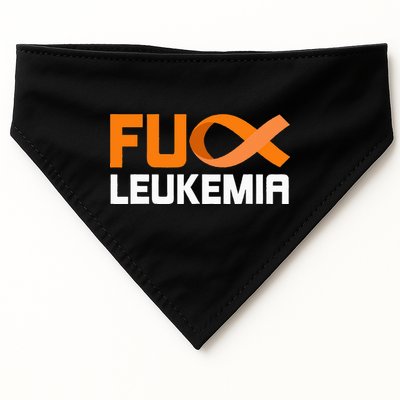 Fuck Leukemia Orange Ribbon Awareness Cancer Survivor USA-Made Doggie Bandana