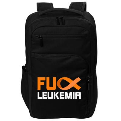 Fuck Leukemia Orange Ribbon Awareness Cancer Survivor Impact Tech Backpack