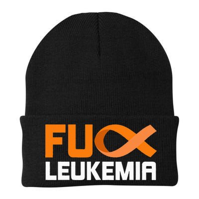 Fuck Leukemia Orange Ribbon Awareness Cancer Survivor Beanie