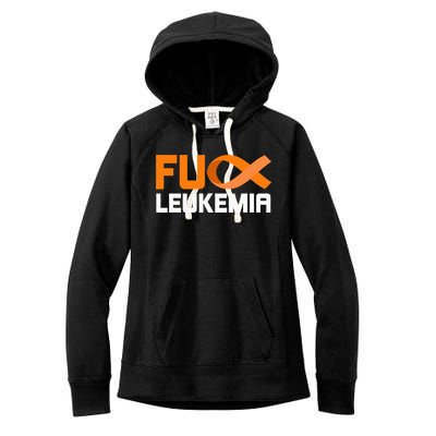 Fuck Leukemia Orange Ribbon Awareness Cancer Survivor Women's Fleece Hoodie