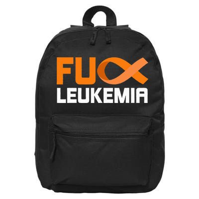 Fuck Leukemia Orange Ribbon Awareness Cancer Survivor 16 in Basic Backpack
