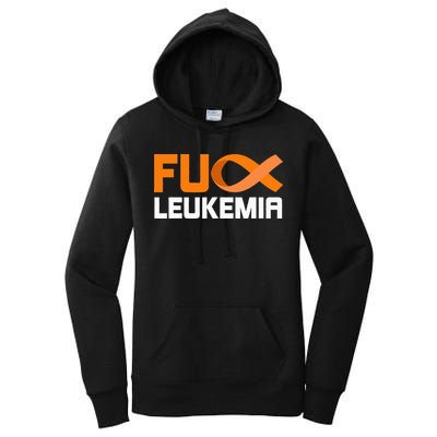 Fuck Leukemia Orange Ribbon Awareness Cancer Survivor Women's Pullover Hoodie