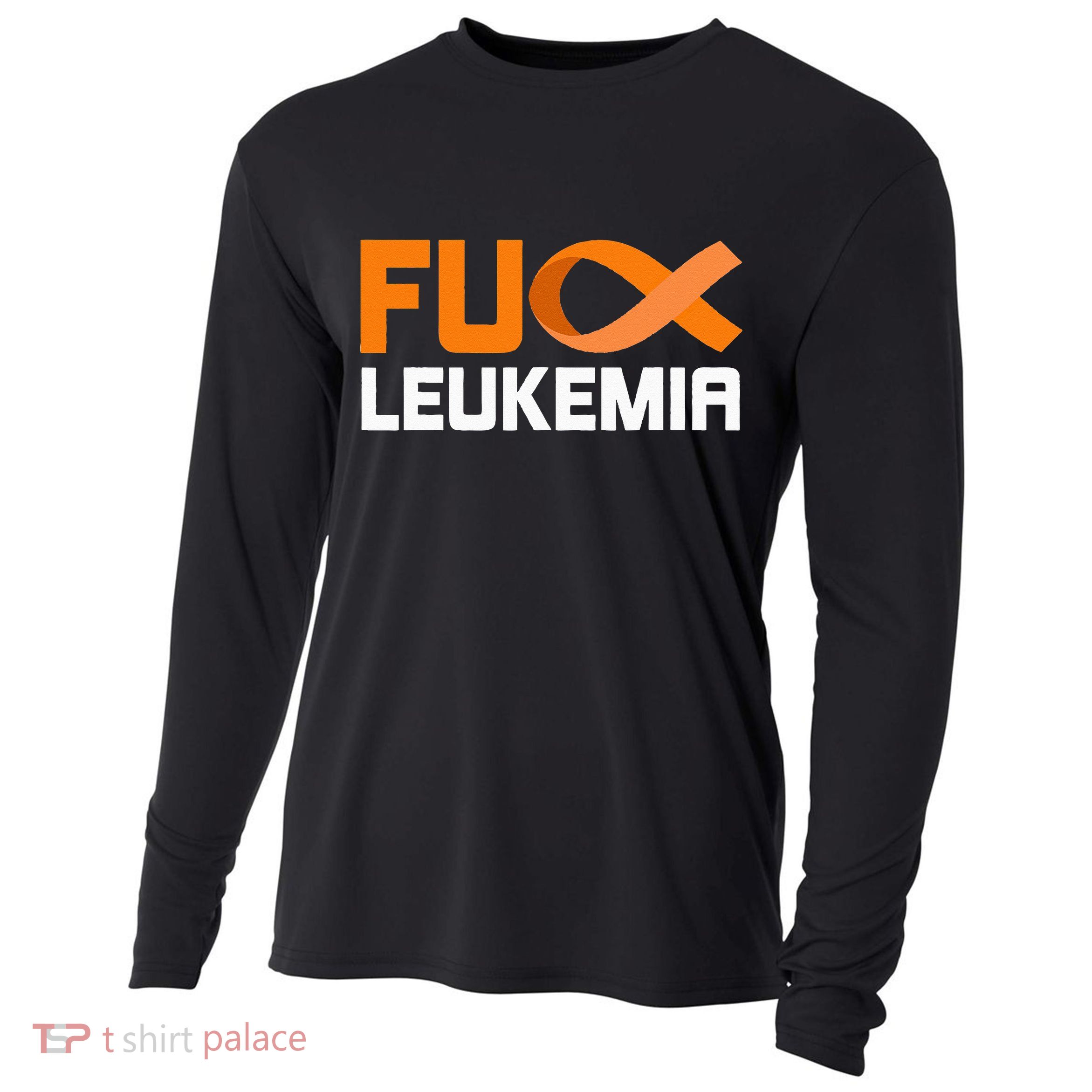 Fuck Leukemia Orange Ribbon Awareness Cancer Survivor Cooling Performance Long Sleeve Crew