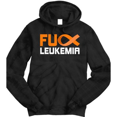 Fuck Leukemia Orange Ribbon Awareness Cancer Survivor Tie Dye Hoodie