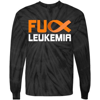 Fuck Leukemia Orange Ribbon Awareness Cancer Survivor Tie-Dye Long Sleeve Shirt