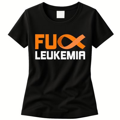 Fuck Leukemia Orange Ribbon Awareness Cancer Survivor Womens T-Shirt
