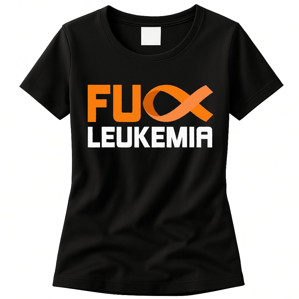 Fuck Leukemia Orange Ribbon Awareness Cancer Survivor Womens T-Shirt
