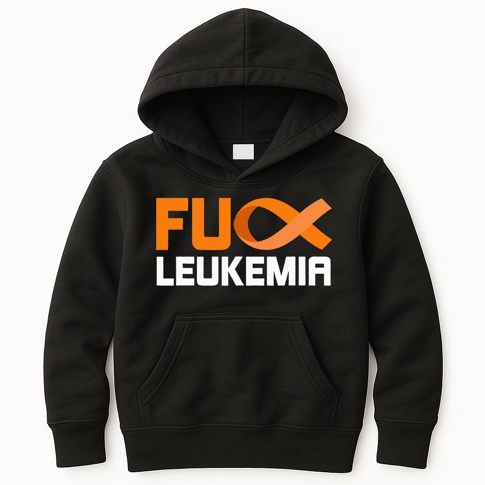 Fuck Leukemia Orange Ribbon Awareness Cancer Survivor Kids Hoodie