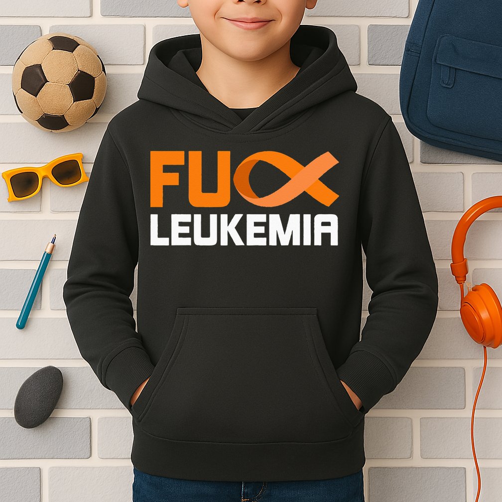 Fuck Leukemia Orange Ribbon Awareness Cancer Survivor Kids Hoodie