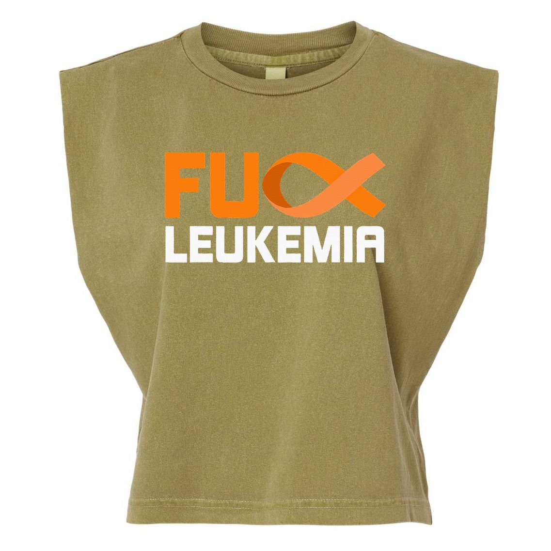 Fuck Leukemia Orange Ribbon Awareness Cancer Survivor Garment-Dyed Women's Muscle Tee