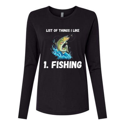 Fishing List Of Things I Like Fishing Hobby Fishing Game Womens Cotton Relaxed Long Sleeve T-Shirt