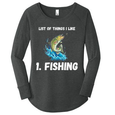 Fishing List Of Things I Like Fishing Hobby Fishing Game Women's Perfect Tri Tunic Long Sleeve Shirt