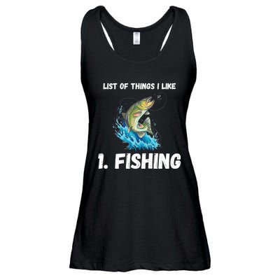 Fishing List Of Things I Like Fishing Hobby Fishing Game Ladies Essential Flowy Tank