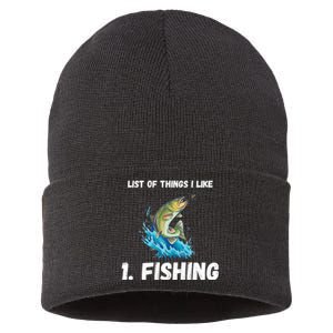 Fishing List Of Things I Like Fishing Hobby Fishing Game Sustainable Knit Beanie