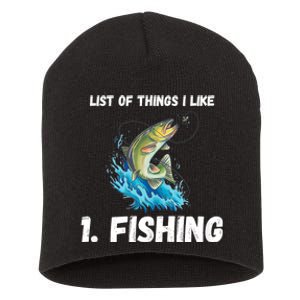 Fishing List Of Things I Like Fishing Hobby Fishing Game Short Acrylic Beanie