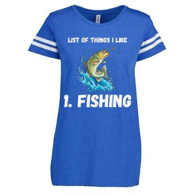 Fishing List Of Things I Like Fishing Hobby Fishing Game Enza Ladies Jersey Football T-Shirt