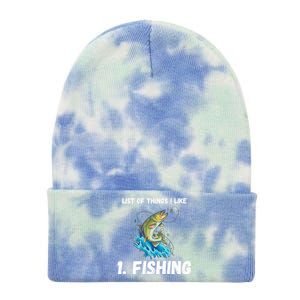 Fishing List Of Things I Like Fishing Hobby Fishing Game Tie Dye 12in Knit Beanie