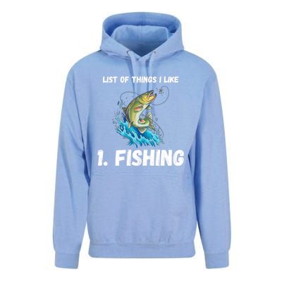 Fishing List Of Things I Like Fishing Hobby Fishing Game Unisex Surf Hoodie