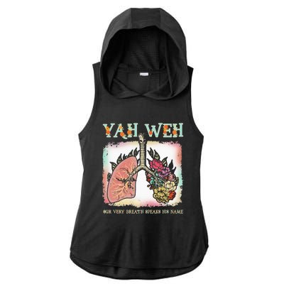 Floral Lung Our Very Breath Speaks His Name Yhwh Christian Ladies PosiCharge Tri-Blend Wicking Draft Hoodie Tank