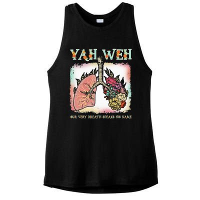 Floral Lung Our Very Breath Speaks His Name Yhwh Christian Ladies PosiCharge Tri-Blend Wicking Tank