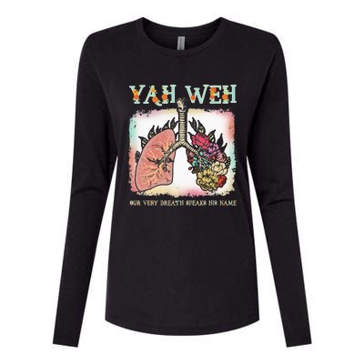 Floral Lung Our Very Breath Speaks His Name Yhwh Christian Womens Cotton Relaxed Long Sleeve T-Shirt