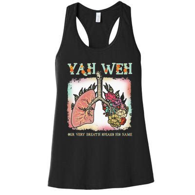 Floral Lung Our Very Breath Speaks His Name Yhwh Christian Women's Racerback Tank