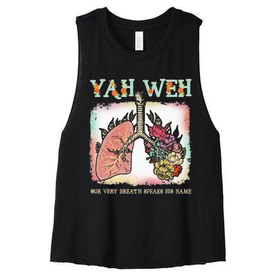 Floral Lung Our Very Breath Speaks His Name Yhwh Christian Women's Racerback Cropped Tank