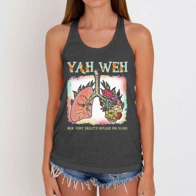 Floral Lung Our Very Breath Speaks His Name Yhwh Christian Women's Knotted Racerback Tank