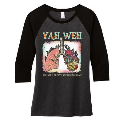 Floral Lung Our Very Breath Speaks His Name Yhwh Christian Women's Tri-Blend 3/4-Sleeve Raglan Shirt