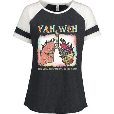 Floral Lung Our Very Breath Speaks His Name Yhwh Christian Enza Ladies Jersey Colorblock Tee