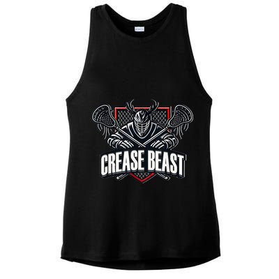 Funny Lacrosse Ops Warning Of Crease Beast LAX Goalie Ladies PosiCharge Tri-Blend Wicking Tank