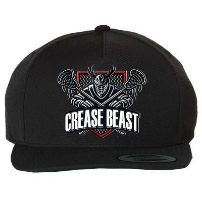 Funny Lacrosse Ops Warning Of Crease Beast LAX Goalie Wool Snapback Cap
