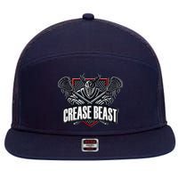 Funny Lacrosse Ops Warning Of Crease Beast LAX Goalie 7 Panel Mesh Trucker Snapback Hat