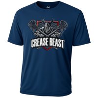 Funny Lacrosse Ops Warning Of Crease Beast LAX Goalie Cooling Performance Crew T-Shirt